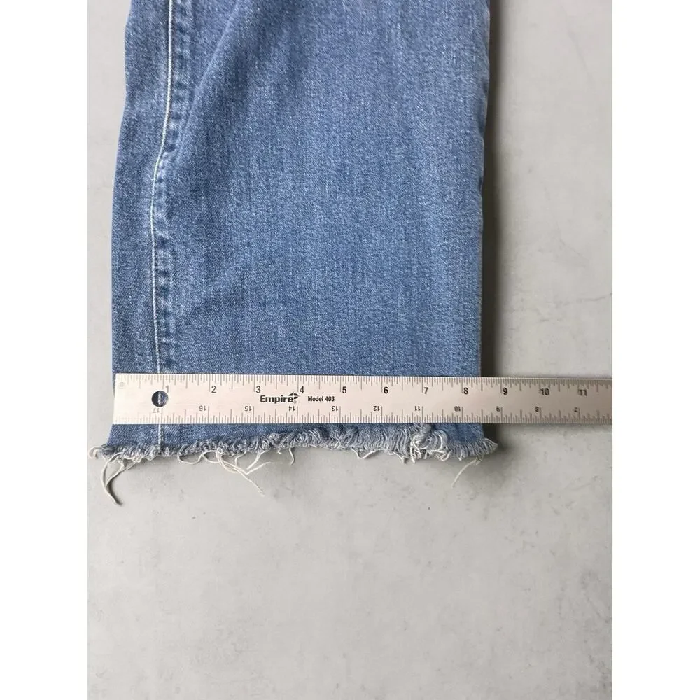 Madewell Perfect Vintage Wide Leg Crop Jeans Womens 27 Blue Fray Hem - Picture 2 of 8